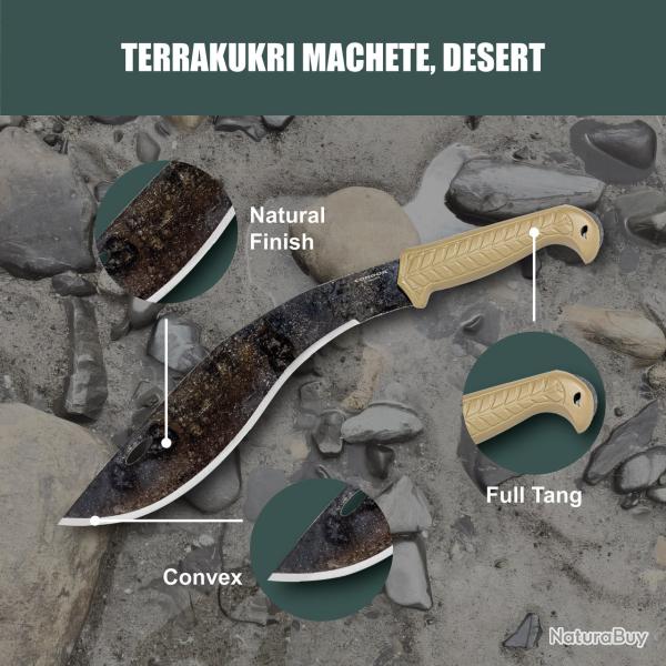 Machette Condor TerraKukri Lame Acier Carbone 1075 Manche & Etui Polypropylne Tan CTK286213DHC