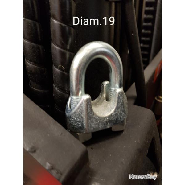 Serre c�ble �trier diam.19mm s�rie renforc�e �lectrozingu�e