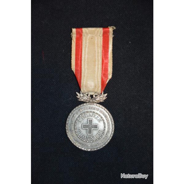 MEDAILLE D'HONNEUR CROIX ROUGE-INFIRMIERS & BRANCARDIERS DU BAS RHIN-ALSACE 1870/1871