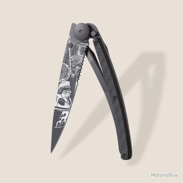 Super deal ! couteau pliant - Deejo 37G Serrated - Ride or Die - Black / Carbone - DEE030-1GC000511