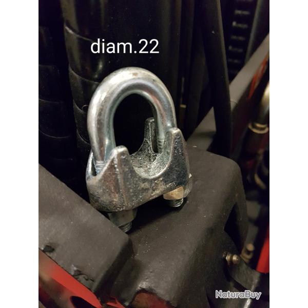 Serre c�ble �trier diam.22mm s�rie renforc�e �lectrozingu�e