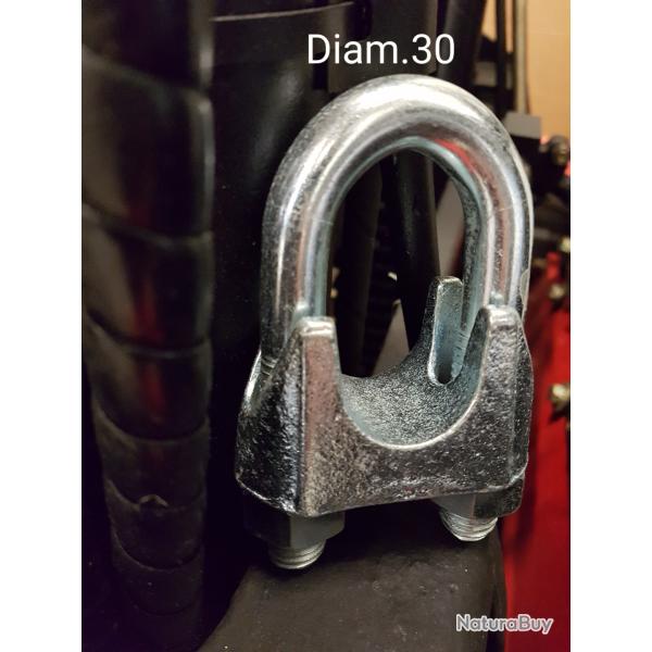 Serre c�ble �trier diam.30mm s�rie renforc�e �lectrozingu�e