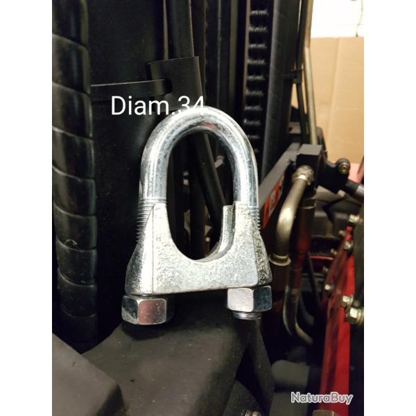 Serre c�ble �trier diam.34mm s�rie renforc�e �lectrozingu�e