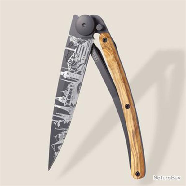 Super deal ! couteau pliant - Deejo 37G - Citizz World Travel - Black / Olivier - DEE030-DEECZ0265