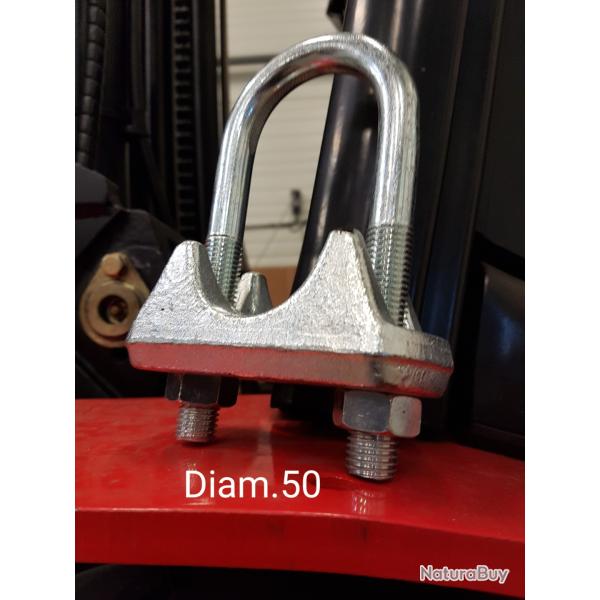 Serre c�ble �trier diam.50mm s�rie renforc�e �lectrozingu�e