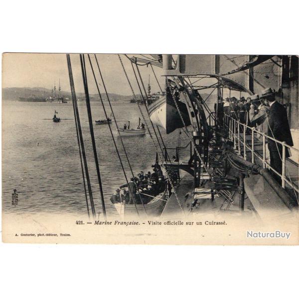 CPA - Marine Fran�aise -Visite officielle sur un Cuirasse N�1183