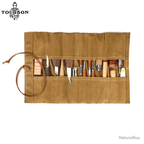 Tourbon-Sac enroulable en toile pour outils pliants, 14 fentes