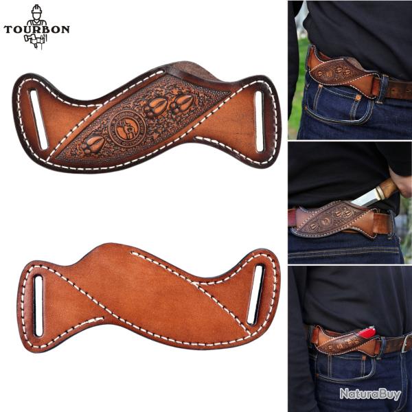 Tourbon - panier de couteau � lame fixe en cuir grav�  LIVRAISON GRATUITE !!