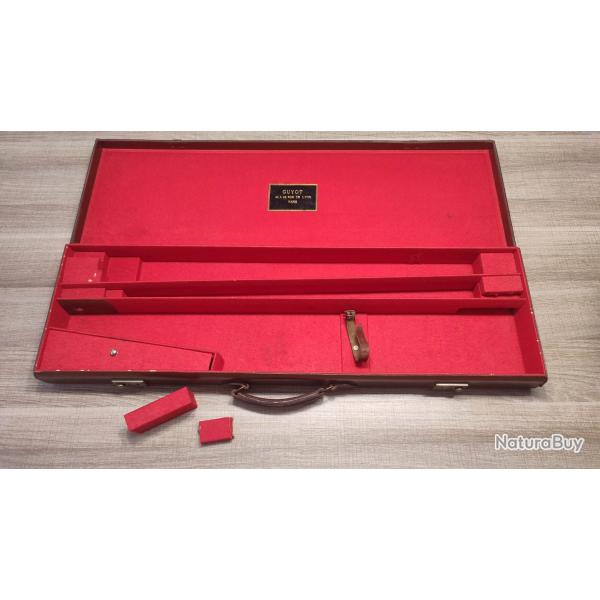 Ancienne grande et lourde malette de fusil en cuir GUYOT 48 � 52 Rue de Lyon PARIS