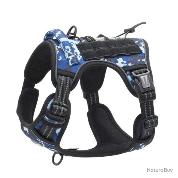 Harnais de Chien Anti Traction Tactique Respirant R�glable Facile � Mettre pour Moyen Grand Bleu