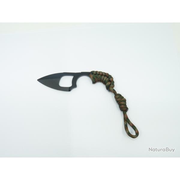 Couteau Wildsteer Krill manche en paracorde woodland Etui kydex Lame noire