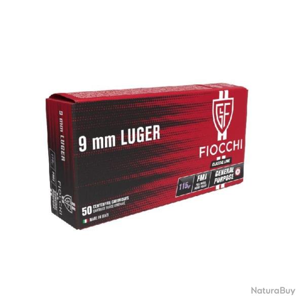 MUNITIONS FIOCCHI 9MM FMJ 115GR X50