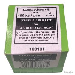 OGIVES SELLIER BELLOT 45 AUTO FMJ X100