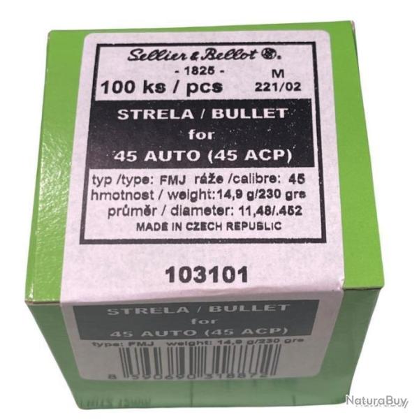 OGIVES SELLIER BELLOT 45 AUTO FMJ X100