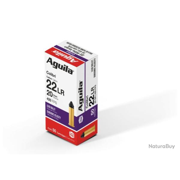 CARTOUCHES AGUILA CALIBRE 22 LR COLIBRI 20 GRAINS X50
