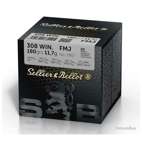 CARTOUCHES SELLIER BELLOT 308 WIN FMJ 180GR X50