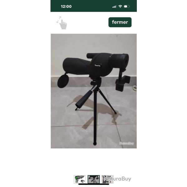 T�lescope, �tanche 25-75x60 avec tr�pied et support, t�l�phone, monoculaire