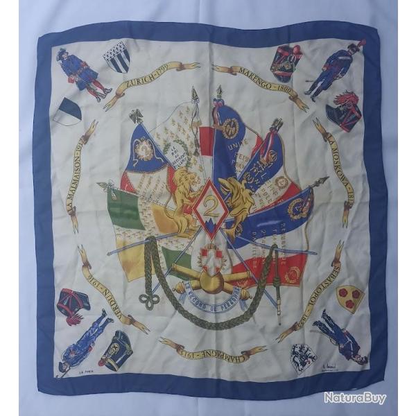 Foulard de tradition 2�me R�giment Artillerie soie vintage