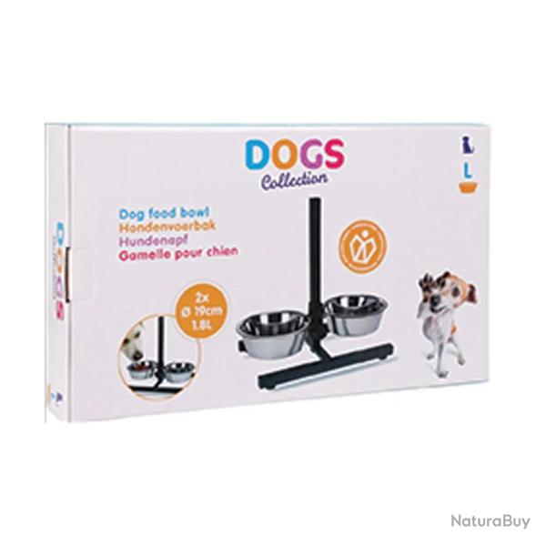 Mangeoire chien sur pied rglable + 2 gamelles  de 19 cm