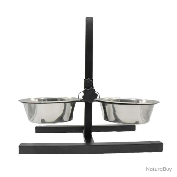 Mangeoire chien sur pied r�glable + 2 gamelles � de 19 cm