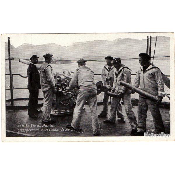 CPA - Marine Militaire - LA VIE DU MARIN CHARGEMENT D'UN CANON 100 M/M -N�1623
