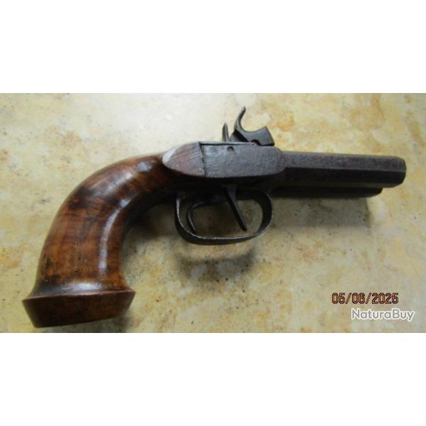 pistolet coup de poing voyage  balle force double 12mm fonctionnel  bois noyer