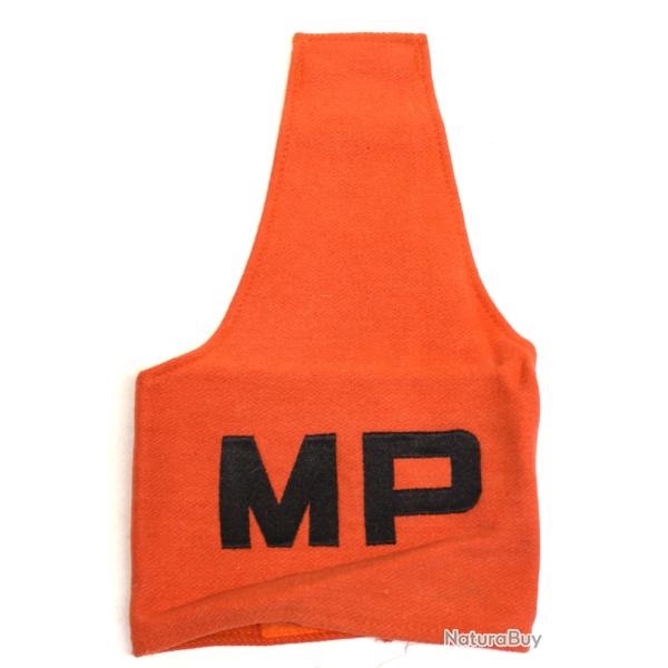 Brassard police Military "MP" noir sur orange avec attache paulette