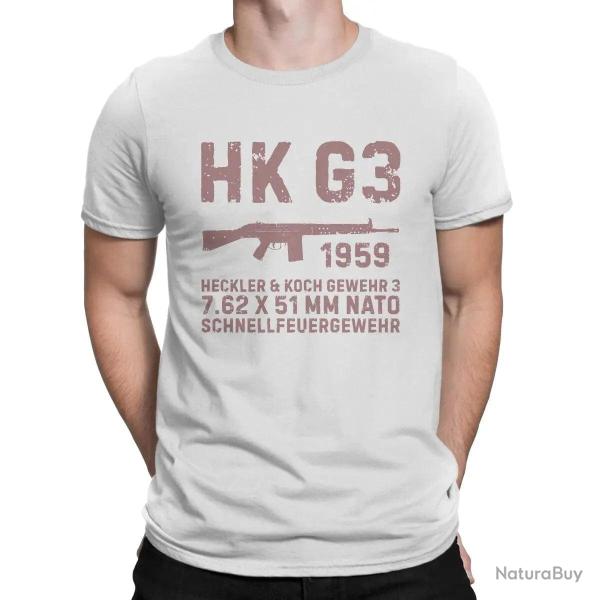 T shirt fusil d assaut Allemand HK G3 Blanc