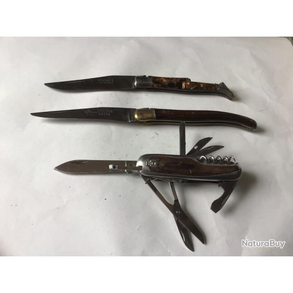 VENDU PAR LE-CUIRASSIER LOT N�1 DE TROIS COUTEAUX PLIANT LAGUIOLE