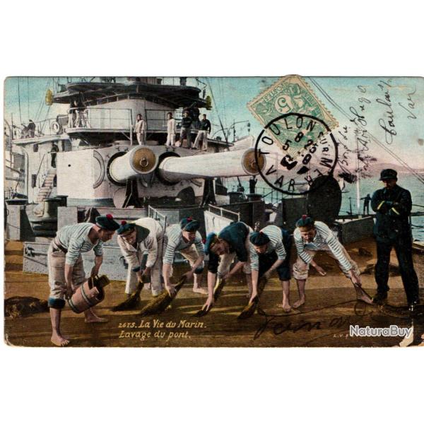 CPA - Marine Militaire -   La Vie du Marin - Lavage du Pont -N�1686