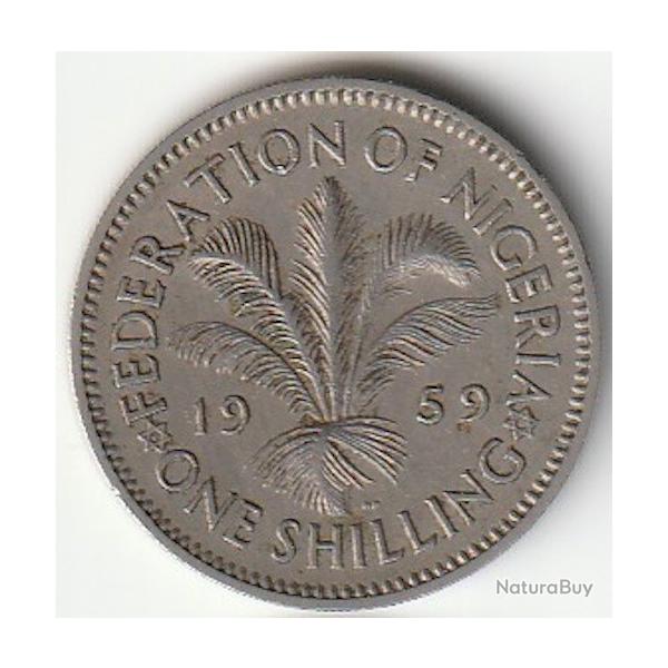 Pi�ce de Monnaie Nig�ria 1 shilling  Elizabeth II 1re effigie 1959 F�d�ration of Nig�ria Recherch�e