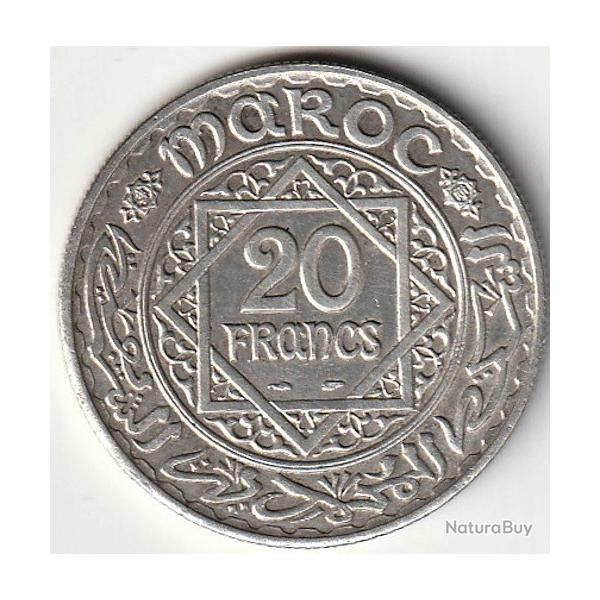 Pi�ce de Monnaie Maroc 20 Francs  Argent 1933 Qualit�