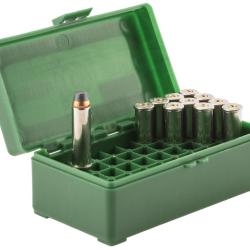 BOITE DE RANGEMENT 50 MUNITIONS CAL .357 MAGNUM, .38 SPECIAL, .38 SUPER AUTO.