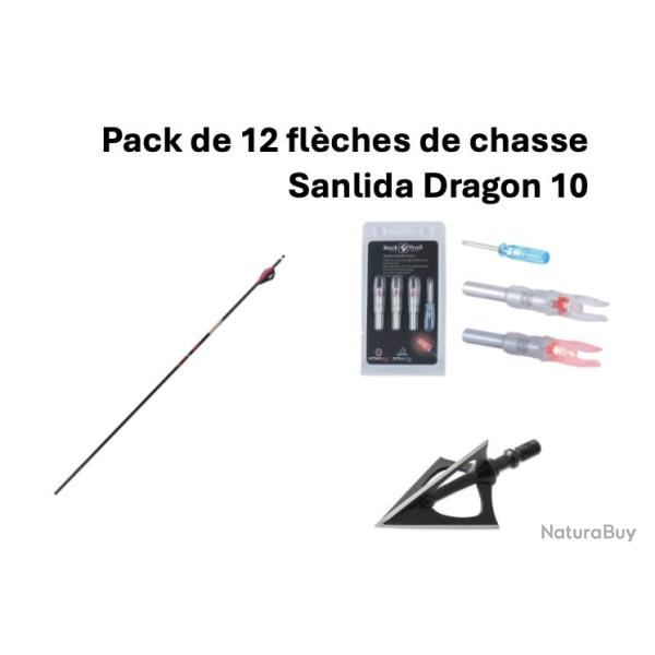 12 fl�ches Sanlida Dragon 10 + encoches lumineuses + lames Bleu