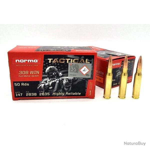 MUNITION NORMA TACTICAL 308WIN FMJ 147GR X50