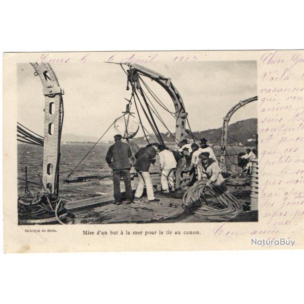 CPA - Marine Militaire -   MISE D UN BUT A LA MER POUR LE TIR AU CANON - N�1664