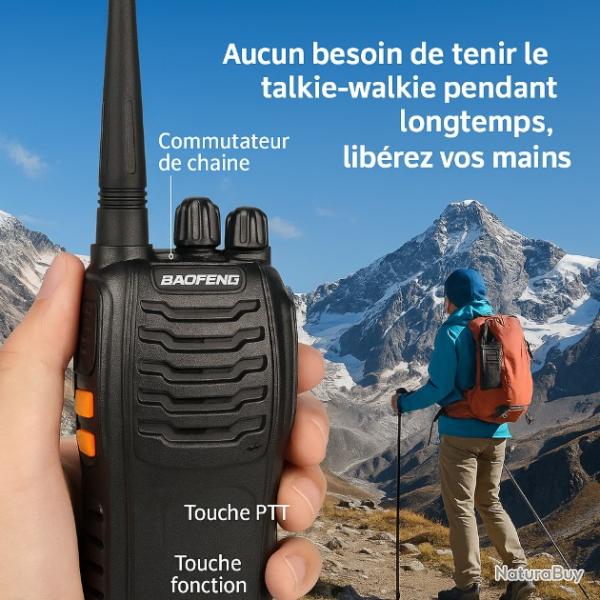 2x BAOFENG Talkie-Walkie BF-888S Pro 16 Canaux 3 � 5 km Radio Rechargeable Portable Longue Distance