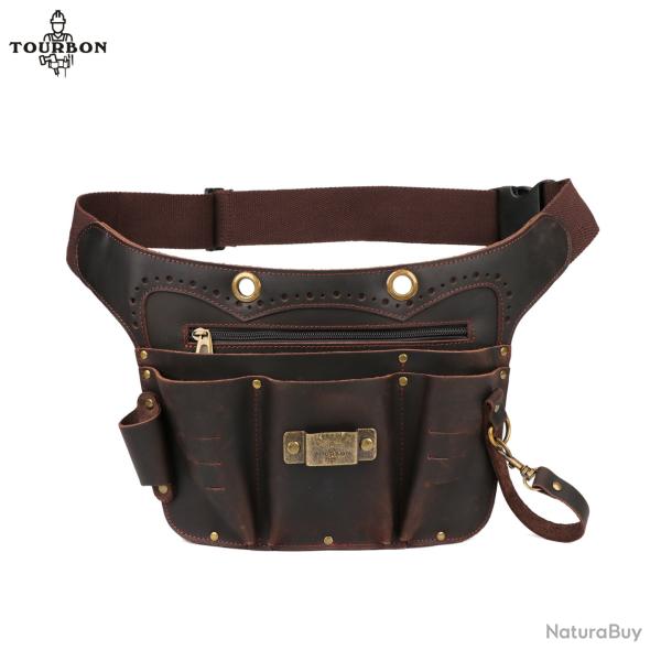 Tourbon-Sac de taille en cuir pour outils dgagement rapide