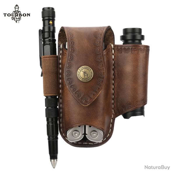 tui de poche en cuir pais, Tourbon EDC, organisateur de poche multi-outils