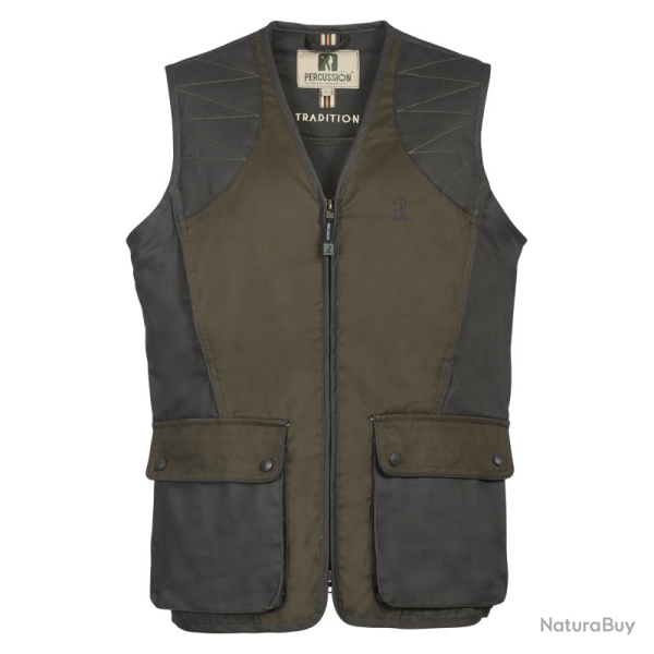Gilet de chasse Percussion Tradition - Marron - Logo Percussion sans cartouchires / S
