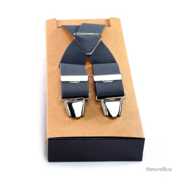 Bretelles homme Hercule 4 pinces gris 120 cm