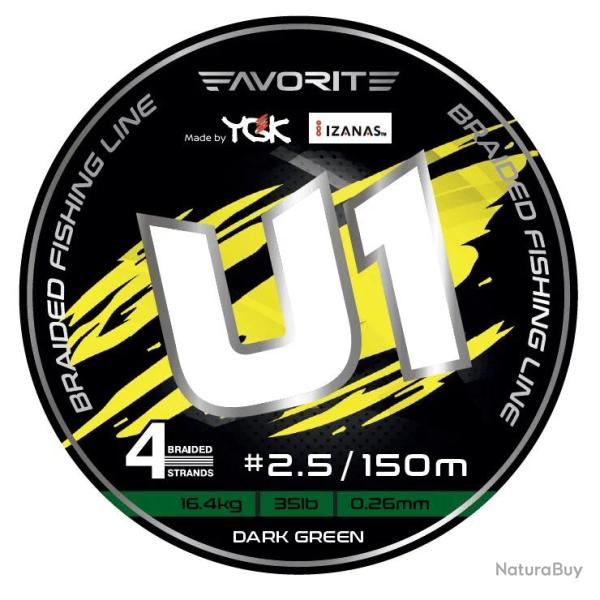 Tresse Favorite U1 Pe 150m Vert 15kg 150m 0,270mm