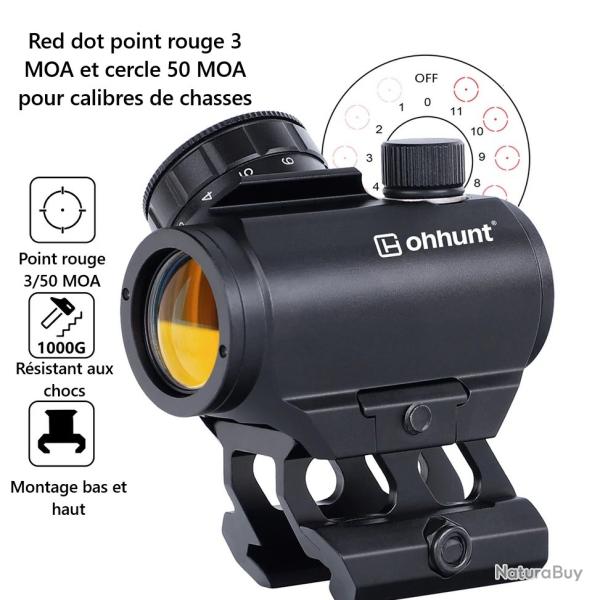 Red Dot 3MOA avec cercle 50MOA avec �l�vateur tunnel pour rail picatinny pour calibres de chasse