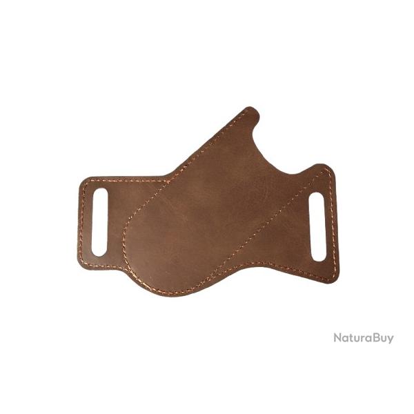 Pochette �tui simili cuir pour grand couteau pliant - Marron fonc�