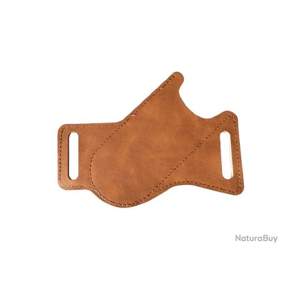 Pochette �tui simili cuir pour grand couteau pliant - Marron clair