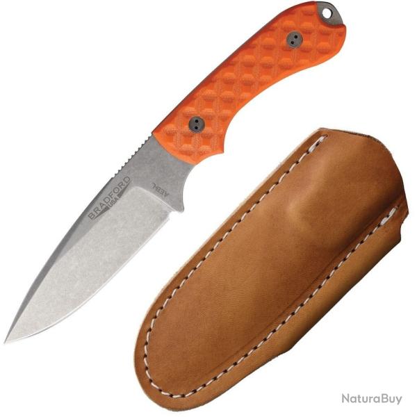 Couteau Bradford Knives Guardian 3.2 Lame Acier AEB-L Manche G10 Orange Etui Cuir USA BRAD32FE005A