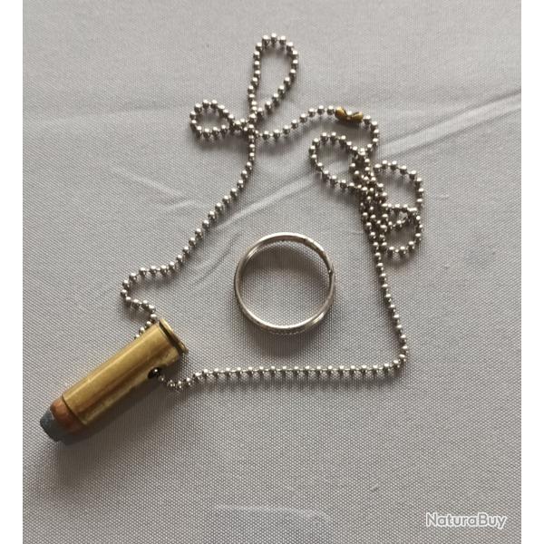 Porte clef ou collier munition demilitaris�e en 454 balle 1/2 blind�