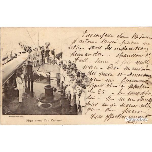 CPA -Marine Militaire  Plage avant d'un Cuirasse - N�1174