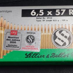 6,5X57R BOITE DE 20 CARTOUCHES SELLIER BELLOT SOFT POINT 8.5G / 131 GRAINS CALIBRE 6,5 X 57 R Catego