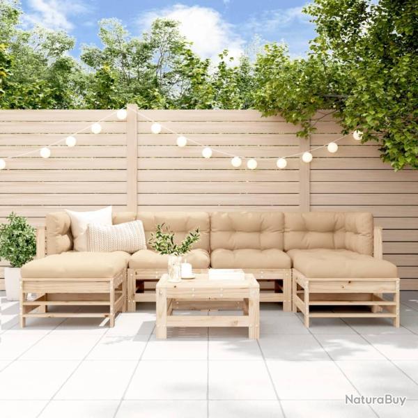 Salon de jardin 7 pcs Bois de pin massif